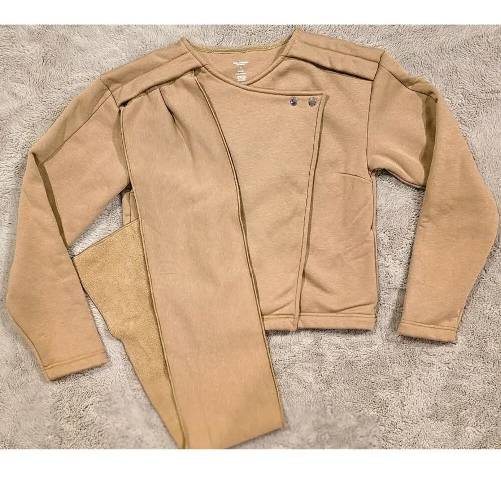 Girlfriend Collective Jaya Scarf Sweatshirt Jacket Built in Scarf, Sz S
